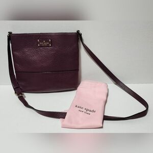 Kate Spade  Southport Ave Cora Burgundy Pebble Leather Crossbody Purse Dustbag